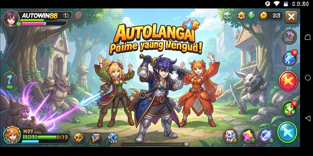 Screenshot gameplay AUTOWIN88 yang menunjukkan aksi karakter Anime.