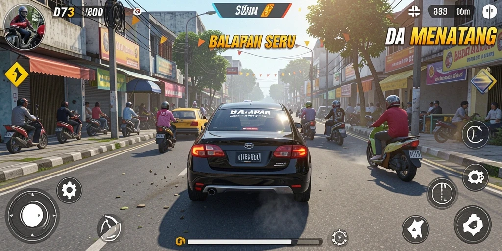 Screenshot D73 menampilkan aksi balapan yang mendebarkan dan grafis yang memukau.