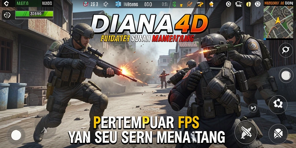 Tampilan gameplay DIANA4D dengan aksi FPS yang seru dan mendebarkan.