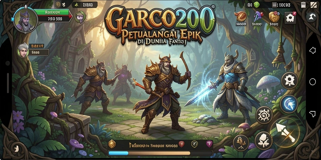 Tangkapan layar GARCO200 menunjukkan pertempuran seru di dunia fantasi.