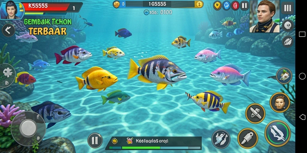 Tampilan screenshot K5555 menampilkan gameplay seru Tembak Ikan.