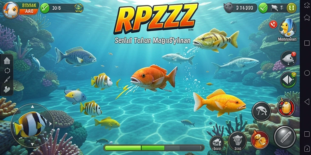 Tangkapan layar gameplay RPZZZ menunjukkan serunya berburu ikan.