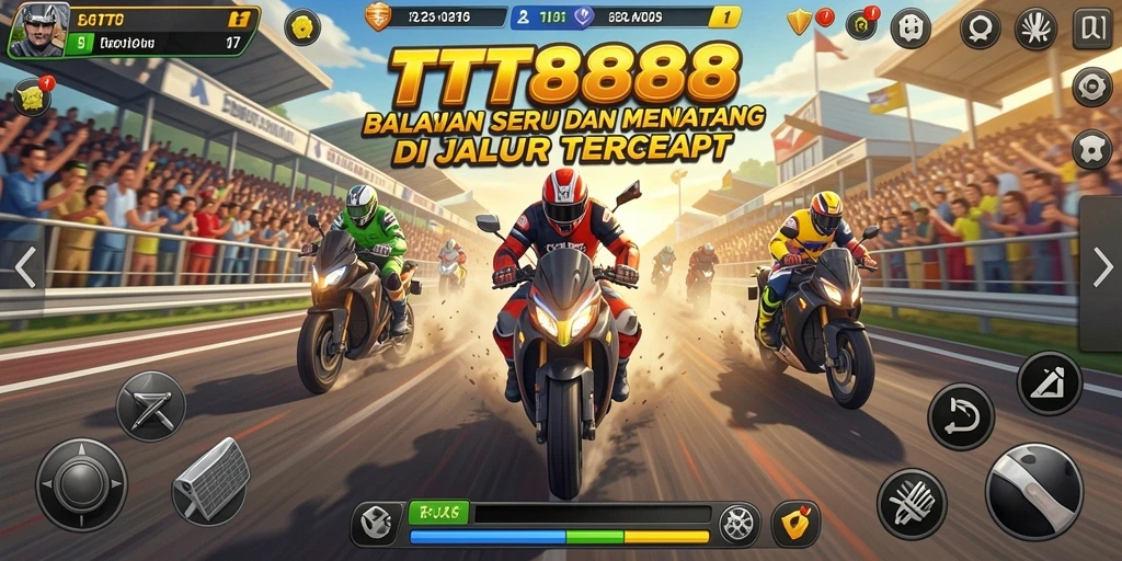 Tangkapan layar utama TTT888 menampilkan aksi balapan yang mendebarkan.