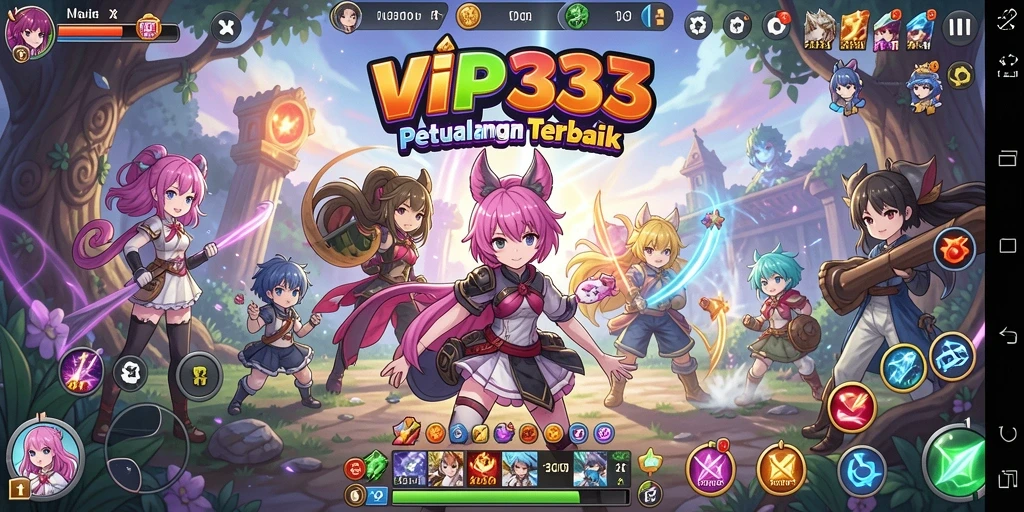 Screenshot gameplay VIP333 dengan karakter anime yang beraksi.